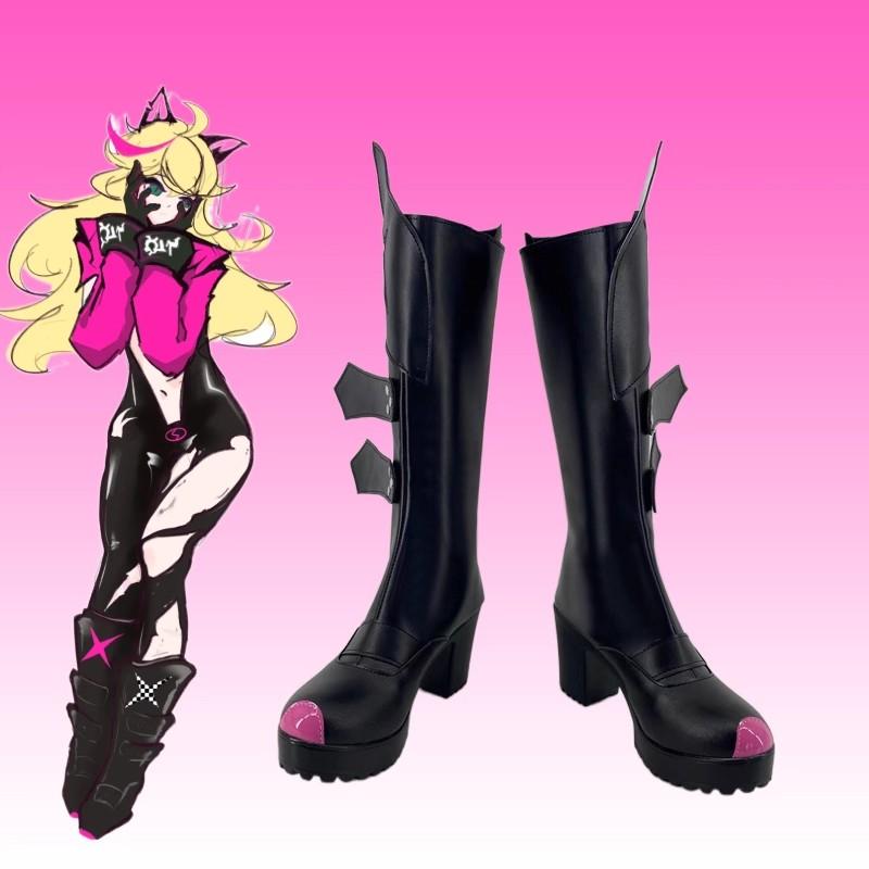 Sexy Rinn Cosplay Kostuum Top En Jumpsuit Met Handschoenen Halloween Cosplay Kostuums Oren En Staart Accessoires Schoenen Dames Heren S pink