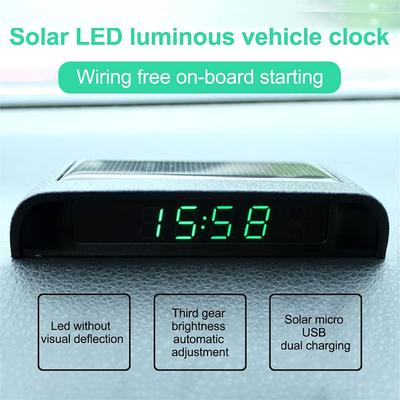 Solar Clock For Car Illuminated Car Solar Calendar Portable Stick-on Digital Watch Battery Operated And Solar Powered Car