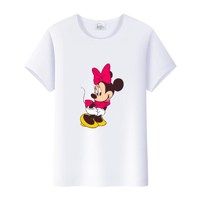 Casual Unisex Cartoon Minnie Tshirt Mickey Mouse Tops Graphic Clothes Summer Blouses T-shirt White 2000s Tees