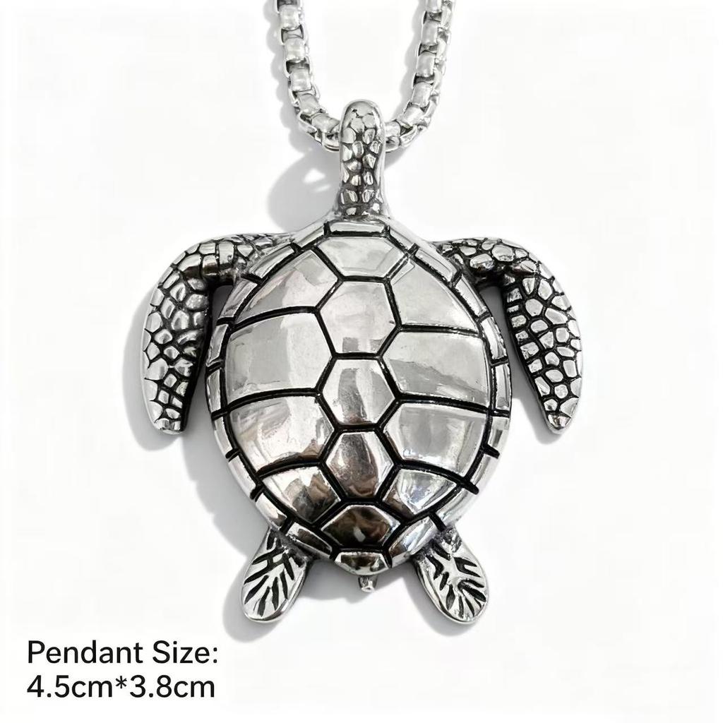 HNSP 316L Stainless Steel Animal Turtle Pendant Necklace For Men Punk Style  Accessories Male Gift