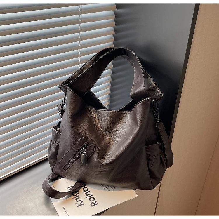 

Вместительная ретро сумка-мессенджер для женщин, новая модная повседневная сумка-тоут под мышкой, сумка-мессенджер на одно плечо, тренд 2025 темно-коричневого