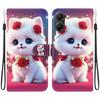 Handmade PU Leather Flip Case for Xiaomi Poco X7 Pro Anti-Slip Shockproof Cover with Wrist Strap & Heart/Rose Cat Designs