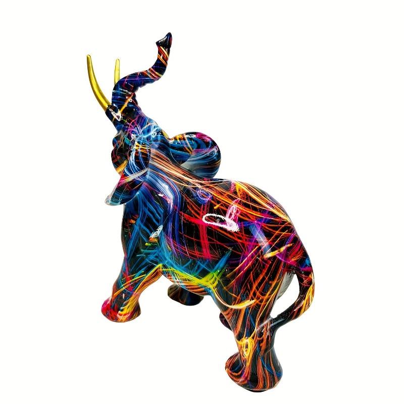 Ρητίνη Πολύχρωμο Άγαλμα Ελέφαντα Πολύχρωμη Τέχνη Γλυπτά Ελεφάντων Πολύχρωμο Διακοσμητικό Ελέφαντα Διάκοσμο Feng Shui Ζώο Γλυπτό Ελέφαντα για Κουζίνα