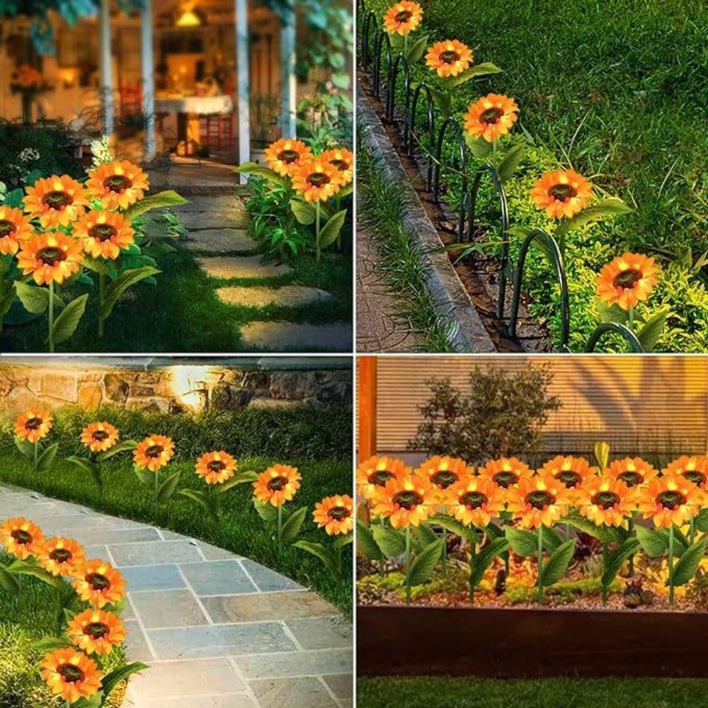 1/3 Head LED Solar Sunflower Lights Artificial Landscape Lamp Night Lights  Garden