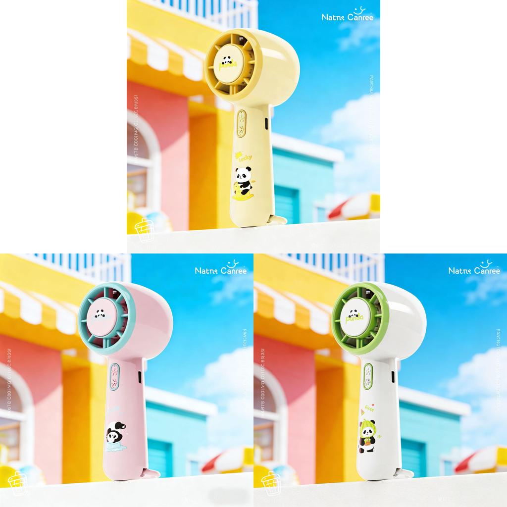 Panda Handheld Fan With Usb Rechargeable Battery For Kids And Students