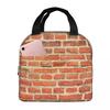 Red Brick Wall Insulated Lunch Bag for Women Kids Portable Food Boxes Thermal Lunch Box Tote