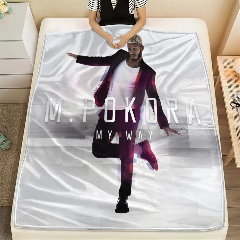 1PC M Pokora Print Flannel Blanket, High quality All Seasons, Home Decor, Warmth and Comfort, Perfect for Christmas Gifts