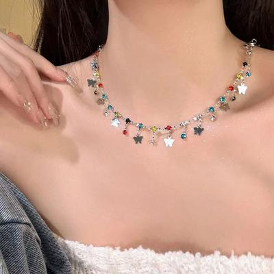 Collana Colorata con Zircone a Farfalla Dolce Caramella Pesca Cuore d'Amore Goccia d'Acqua Catene Geometriche Girocollo Collane Per Donne Matrimonio P