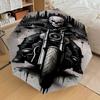 1pc Skull Biker Automatic Open/Close Umbrella Compact Folding Umbrella with 8-Rib Shaft for Women/Men, Elegant Birthday1211S
