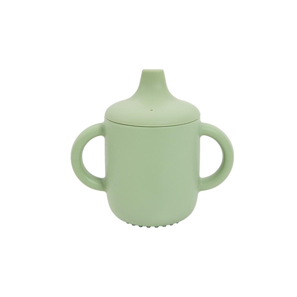 Food-Grade Silicone Straw Cup for Infants & Toddlers - Non-Slip, Leak-Proof, with Lid & Duckbill Spout, High-Temperature & Drop Resistant.
