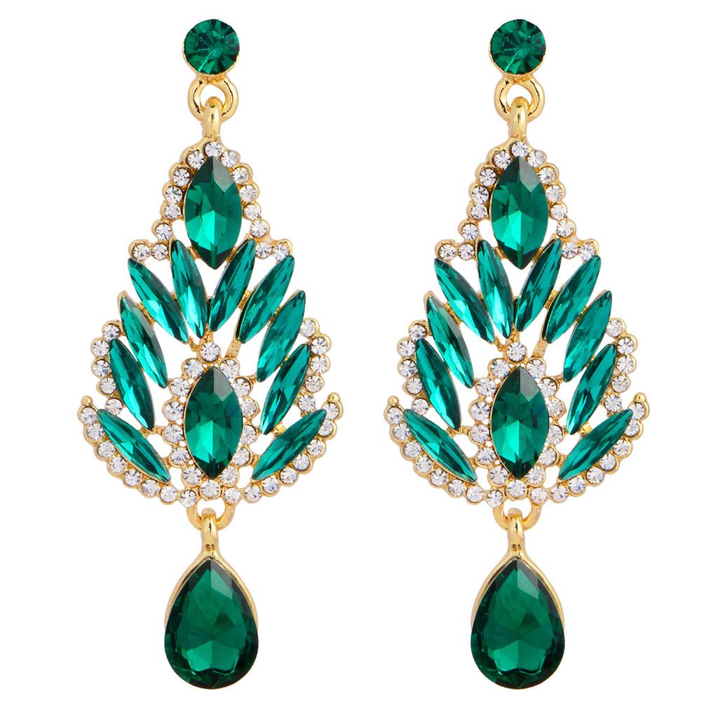 Waterdrop Crystal Dangle Earrings With Finish For Wedding And Party Wear