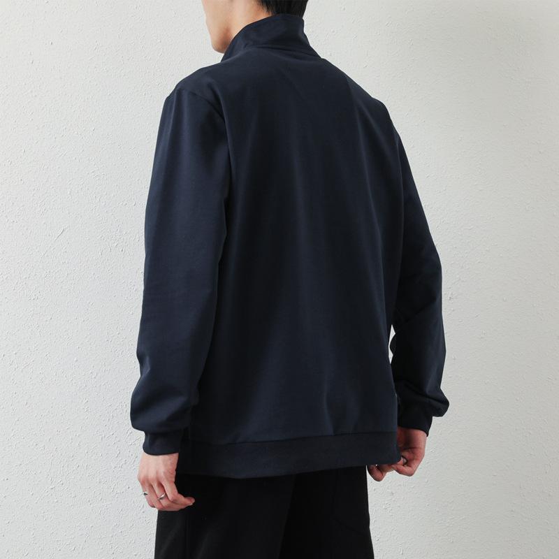 Men's Sweatshirt Spring and Autumn Loose Bottoming Trend Half Open Collar Zipper Polo Shirt Long Sleeve T-shirt Men's Clothing