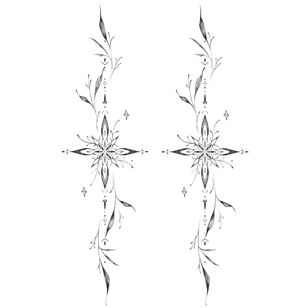 Advanced Sense Thorns Sun Moon Lotus Totem Crown Butterfly Love Flower Arm Waist Tattoo Sticker
