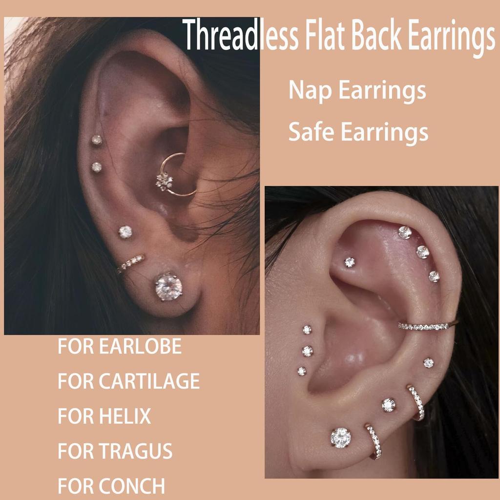 Cercei 14K Gold Plated Flat Back Earrings Hypoallergenic Earring Set Simple Studs