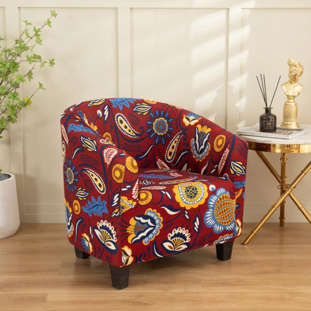 

Stretch Printed Semi Circle Sofa Cover Full Wrap Cafe Chair Cover Internet Cafe Hotel Sofa Protector 1pc