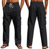Men's new four seasons thin section breathable workwear multi-pocket loose casual trend wide-leg trousers