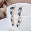 Luxury Blue Natural Zircon Drop Earrings For Women Trendy  Rose Gold Color Bride Earrings Vintage Wedding Jewelry