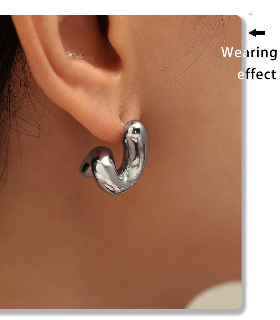 European-American Design Spiral Stud Earrings: Minimalist Stainless Steel Bestsellers for Autumn & Winter