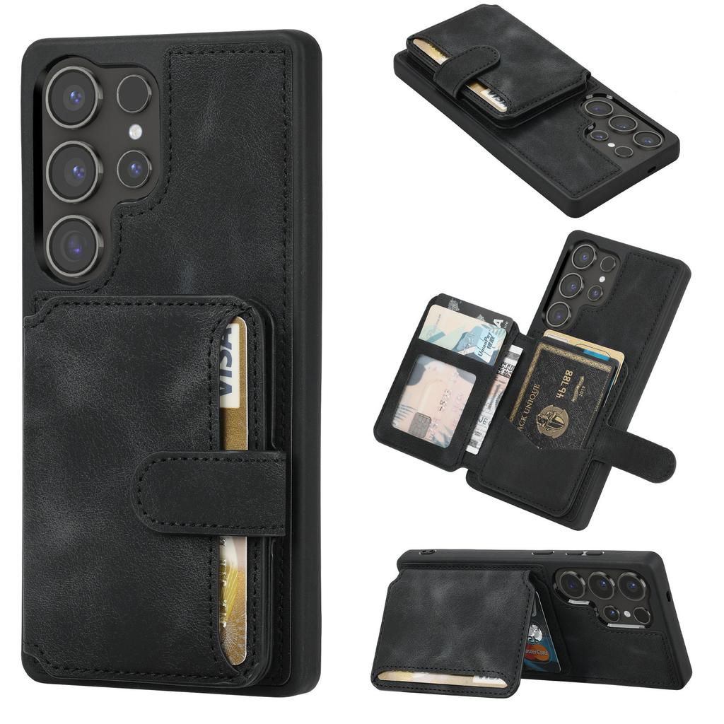 Für Samsung Galaxy S25 Ultra Hülle Brieftasche Kartenfach TPU+PU Leder Rückseite Handyhülle