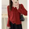Spring Solid Color Sweater Top Thin Lace Round Neck Knitted Sweater for Women