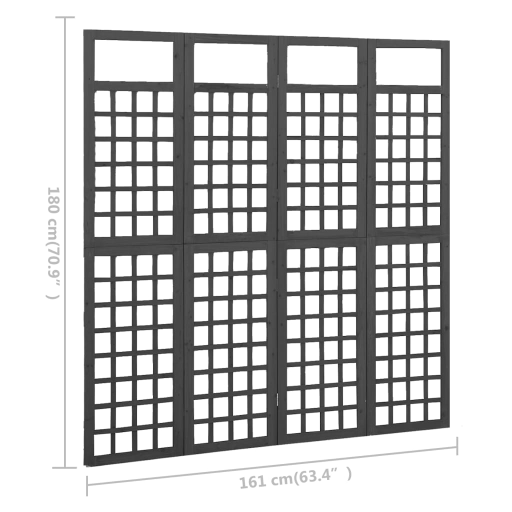 Vidaxl Parawan Pokojowy 4-Panelowy/Trejaż, Drewno Jodłowe, 161X180 Cm