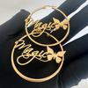 Fashionable Personalized Name Earrings Stainless Steel Customized  Large Hoop Butterfly Earrings Christmas Birthday Gift