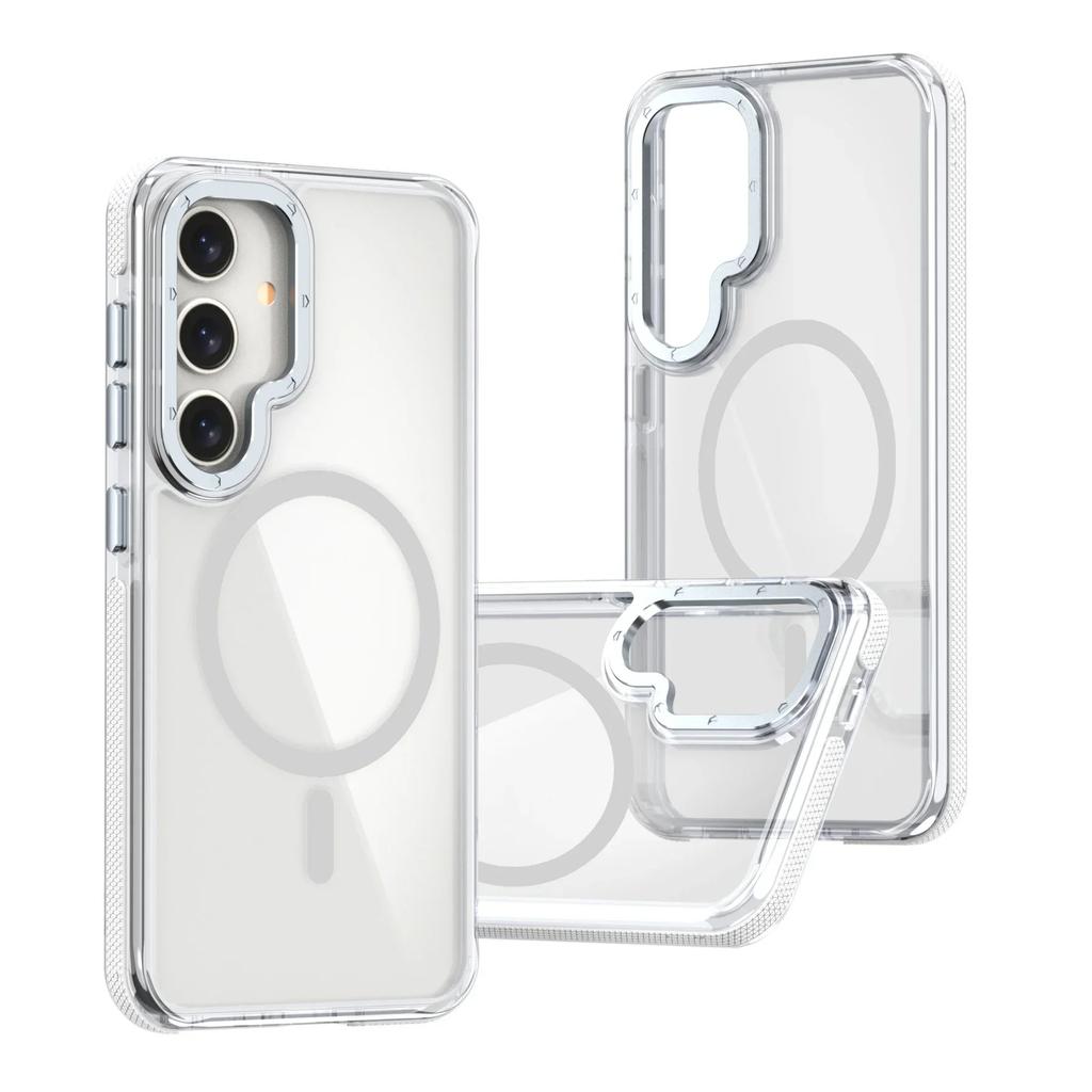 Luxury Magsafe Wireless Charge Clear Case for Samsung Galaxy S24 S23 S22 Ultra Plus FE A14 A15 A34 A54 A24 A55 Shockproof Cover