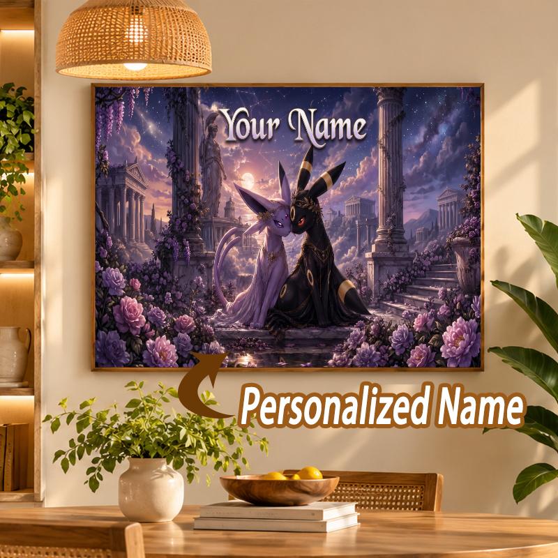 Umbreon Espeon Custom Name Diamond Painting Personalized 5D Full Drill DIY Diamond Art Home Decor