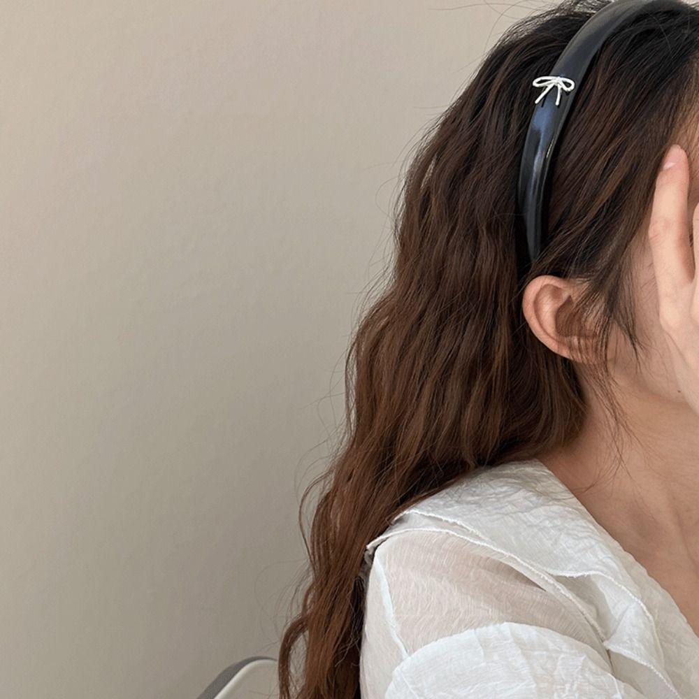 Y2K Bow Leather Headband Korean Style Thin Hairband Sweet Balletcore Hairband  Daily