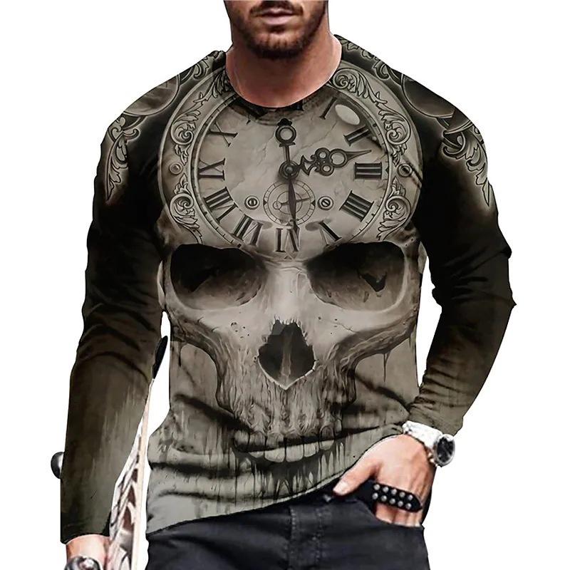 Men'S T-Shirt Digital Printing Trendy Fashion Long Sleeve Crew Neck Top