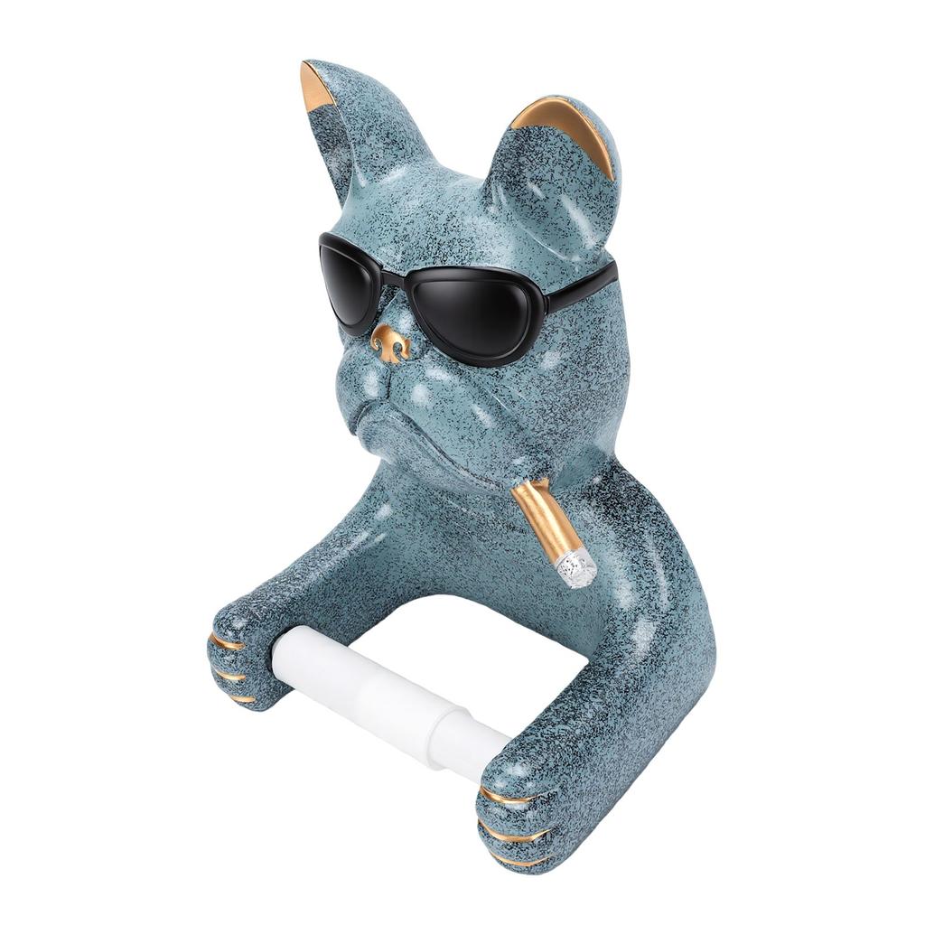 Wall Mounted Resin French Bulldog Toilet Paper Holder Sculpture Dog Toilet Paper Stand for Bathroom