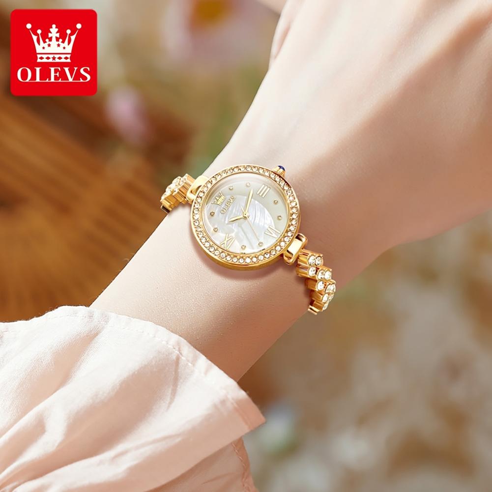 OLEVS 9903 Relojes para Mujer Original Moda Elegante Reloj de Pulsera de Cuarzo Impermeable Luminoso Pulsera Correa de Reloj Bisel de Diamante Reloj