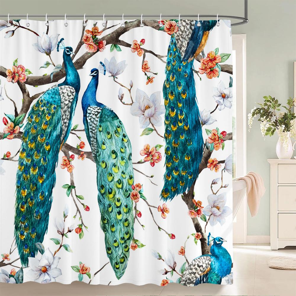 1 pc Plant Leaves Parrot Birds patterned polyester material shower curtain waterproof fabric, home partition bathroom curtain