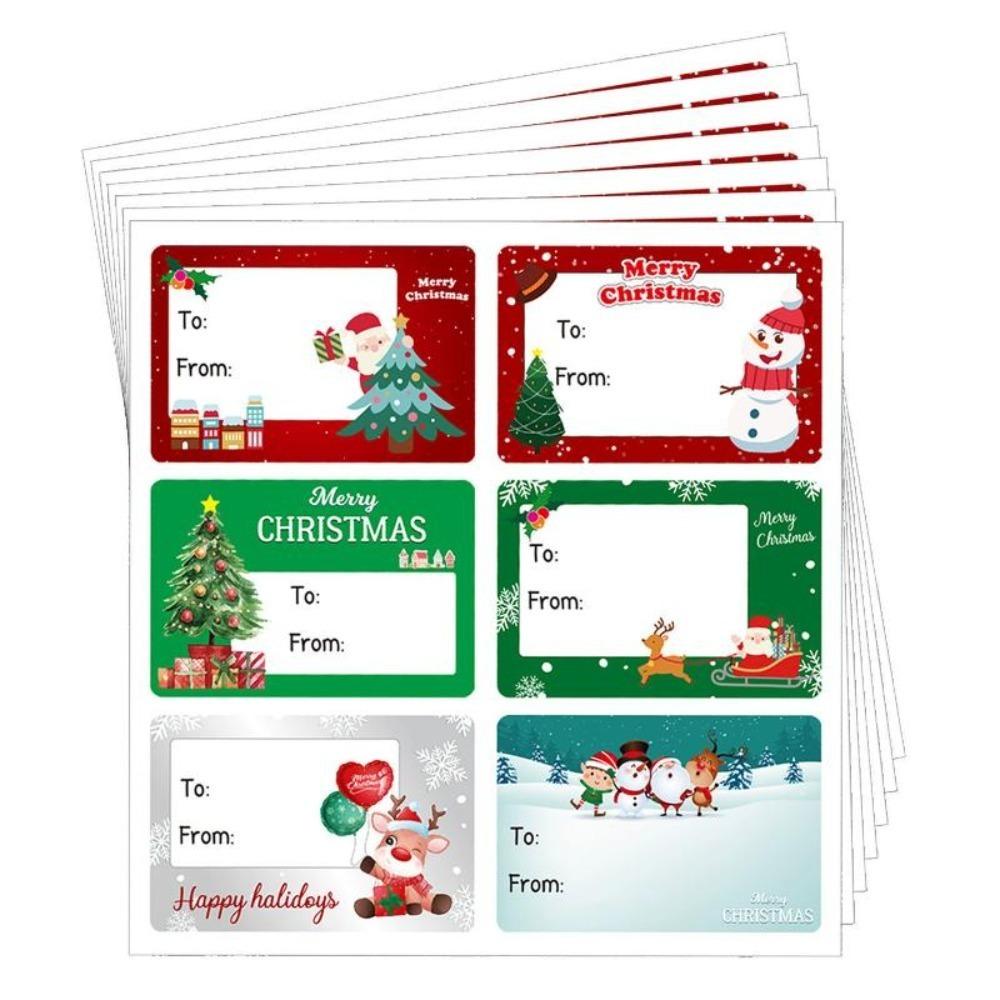 Christmas Self Adhesive Gift Tags Christmas Tree Santa Claus Writable Stickers for Gift Wrapping Labels Festive Party Supplies