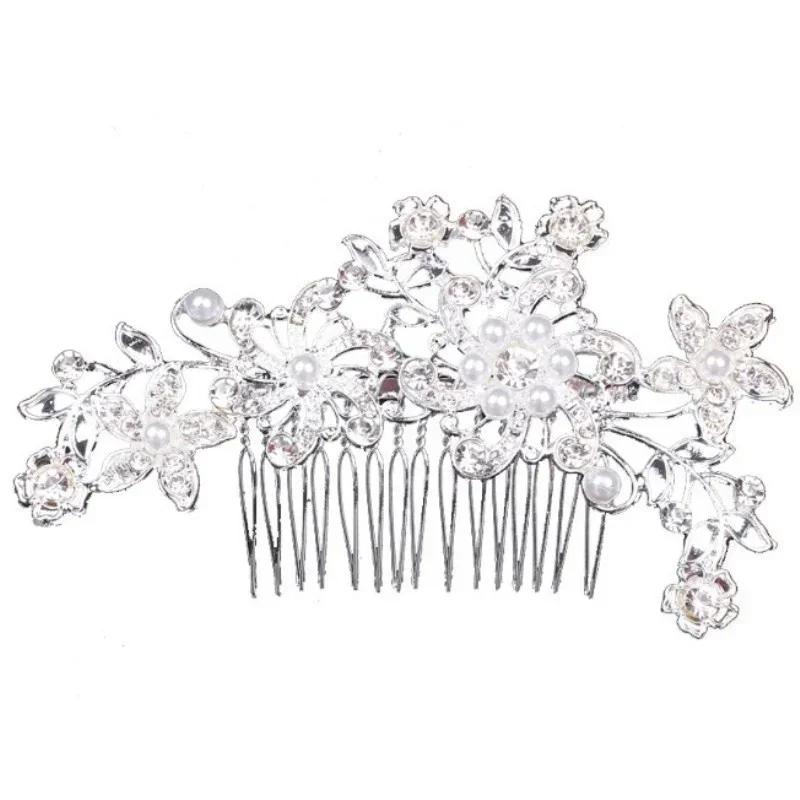 Pettine da sposa con strass, diademi in cristallo e perle, fermaglio per capelli da donna, accessorio gioiello per feste nuziali, acce da capelli miracoloso per ragazza