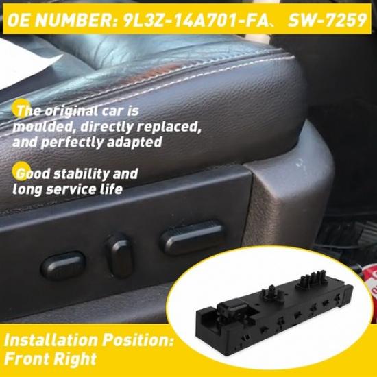 Passenger Front Right Power Seat Switch 10 Way For Ford 2009-2017 F-150 F150 EXV