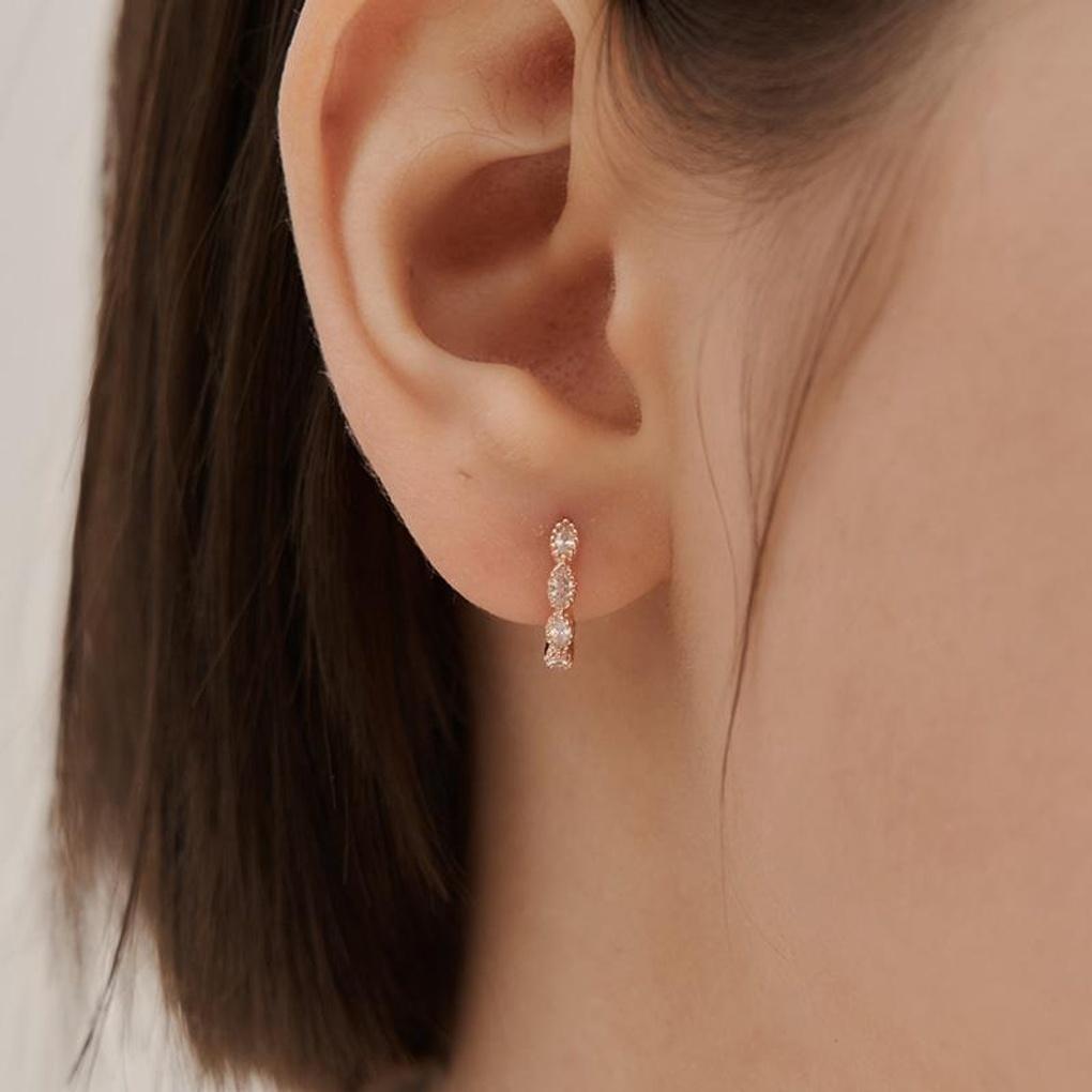 [ELLE Jewelry] 14K GF Cubic Line One-Touch Earrings ELGPEE560