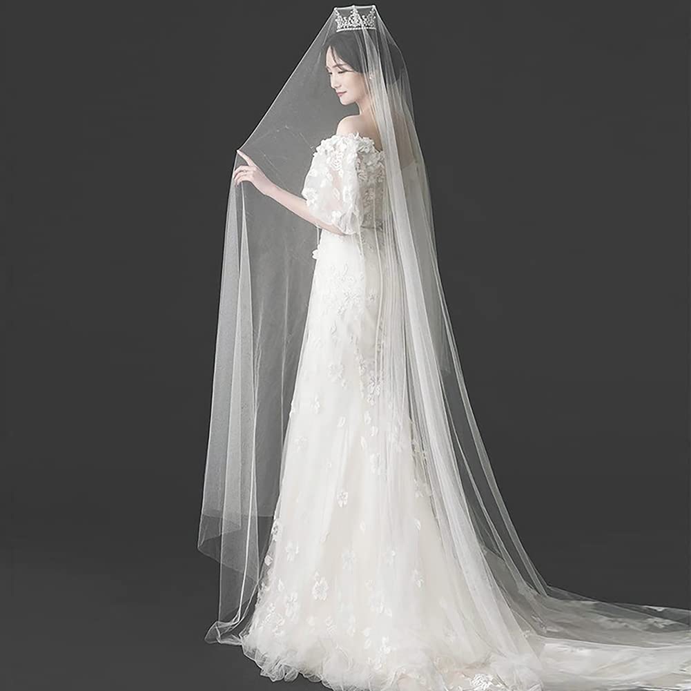 LONTG Wedding Bridal 5m Hair Wedding Bridal Photo Location Net Yarn Bridal Thin Mesh White Veil, Veil, Long, Accessory, Veil, Dress, Shoot, Beach,