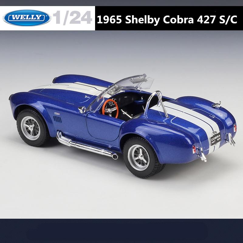 WELLY 1/24 1965 Shelby Cobra 427 S/C Alloy Classic Sports Car Model Diecasts Metal Retro Car Vehicles Model Simulation Kids Gift