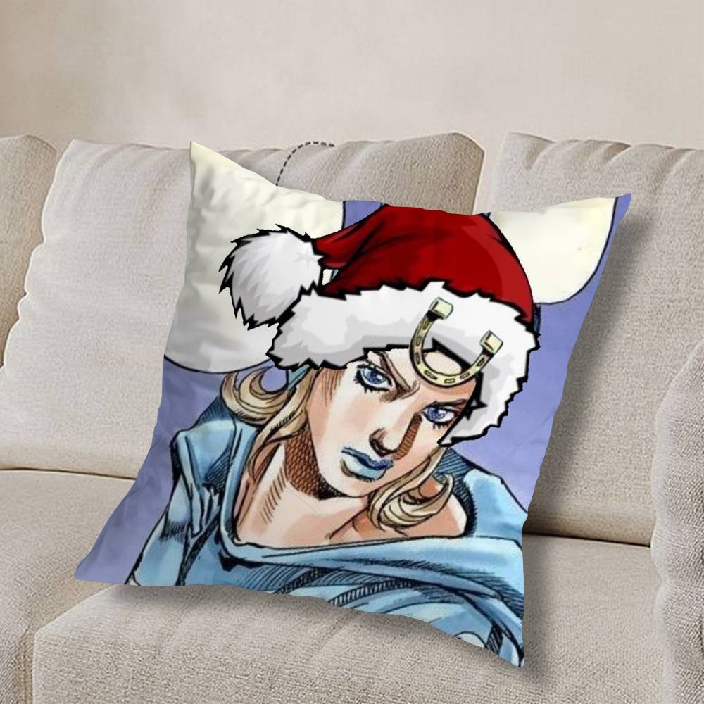 cute J-Johnny Joestar Jojo COOL Pillow Case Anti-dustmite Pillowcase Invisible zipper silky short plush Sofa cushion cover