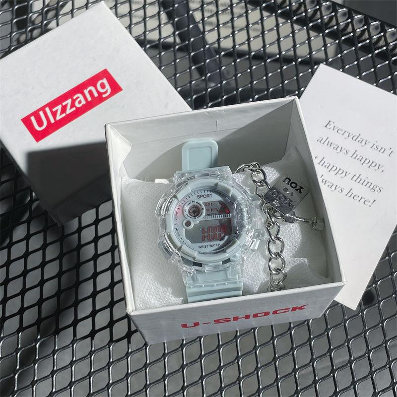 Electronic watch women's model, transparent smart sports multi-functional trend luminous watch for middle and high school students