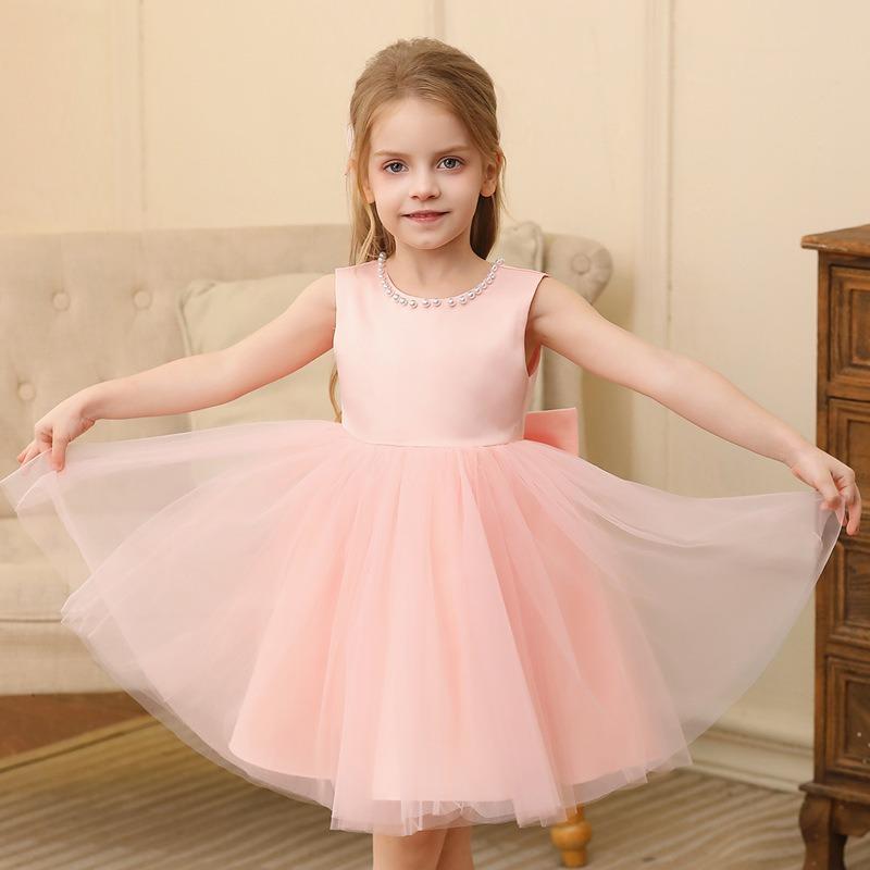 Sleeveless Mesh Tulle Puffy Princess Dress For Kids Girls Wedding Party Birthday