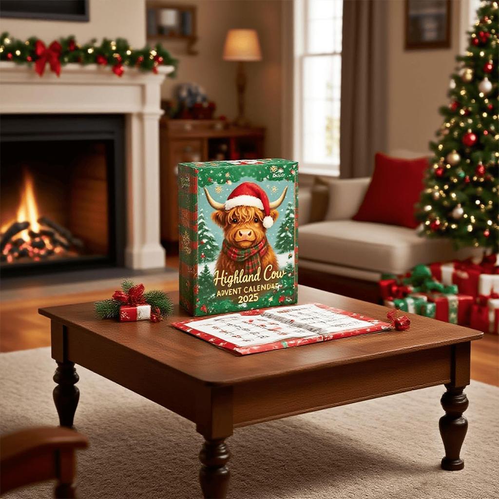 Highland Cow Advent Calendar 2025 with 24 Highland Cow Ornaments 24 Days Christmas Countdown Calendar Xmas Countdown Calendar