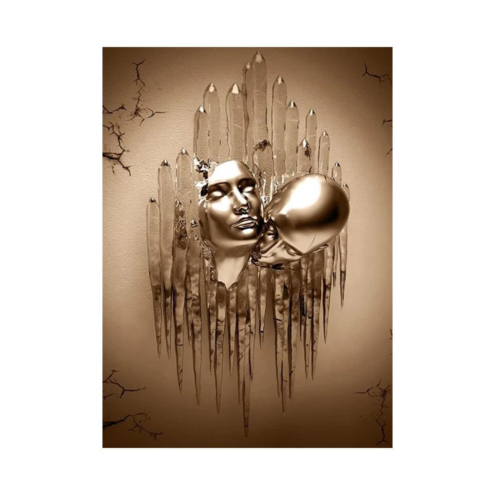 Metal Figure Statue Art Poster High Definition Printing Canvas Painting Prints Couple Sculpture Living Room Home Decor Picture