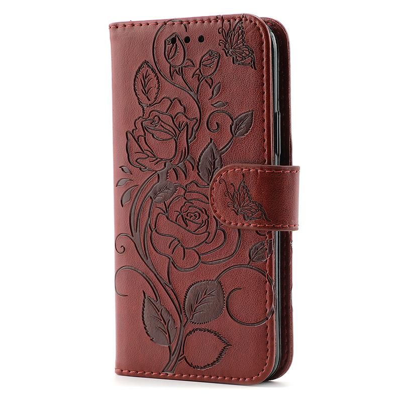 For Google Pixel 7a Case Wallet Stand Imprinted Rose Butterfly PU Leather Phone Cover