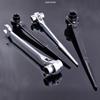 Bidirectional Quick Ratchet Gear Wrench with Pointed Tail and Three-Way Open End