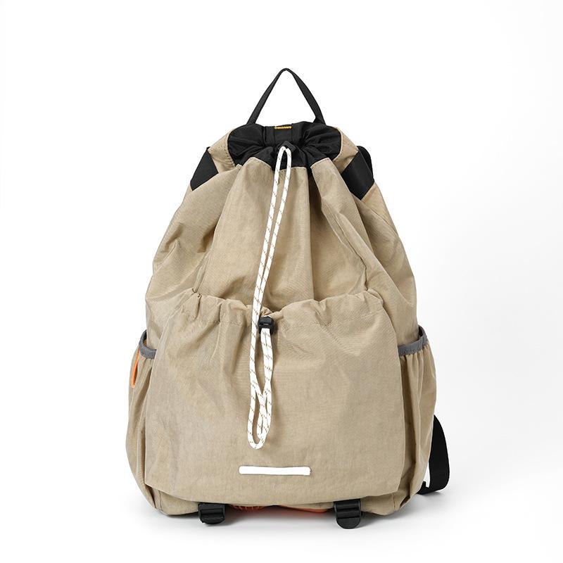 

Рюкзак для відпочинку на шнурках, великі кишені для подорожей, легка спортивна спортивна сумка хакі