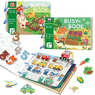 Montessori Baby Quiet Book Spielzeug Früherziehung Haken- und Schlaufenaufkleber Sensorisches Spiel Parish Learning Mein erstes beschäftigtes Buch 3-6 Jahre alt