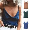 Women Summer Sexy Sling Chiffon Blouse V-neck Sleeveless Solid Color Top