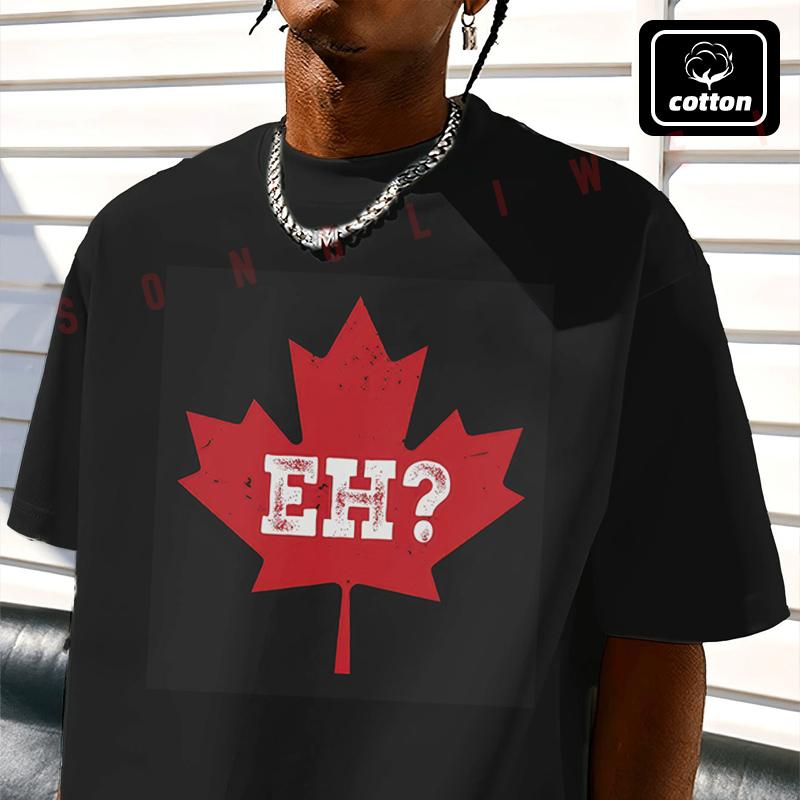 Eh Canada Maple Leaf Moto T-Shirt Vintage Cotton Plain Mens Funny T Shirts Casual Harajuku Clot
